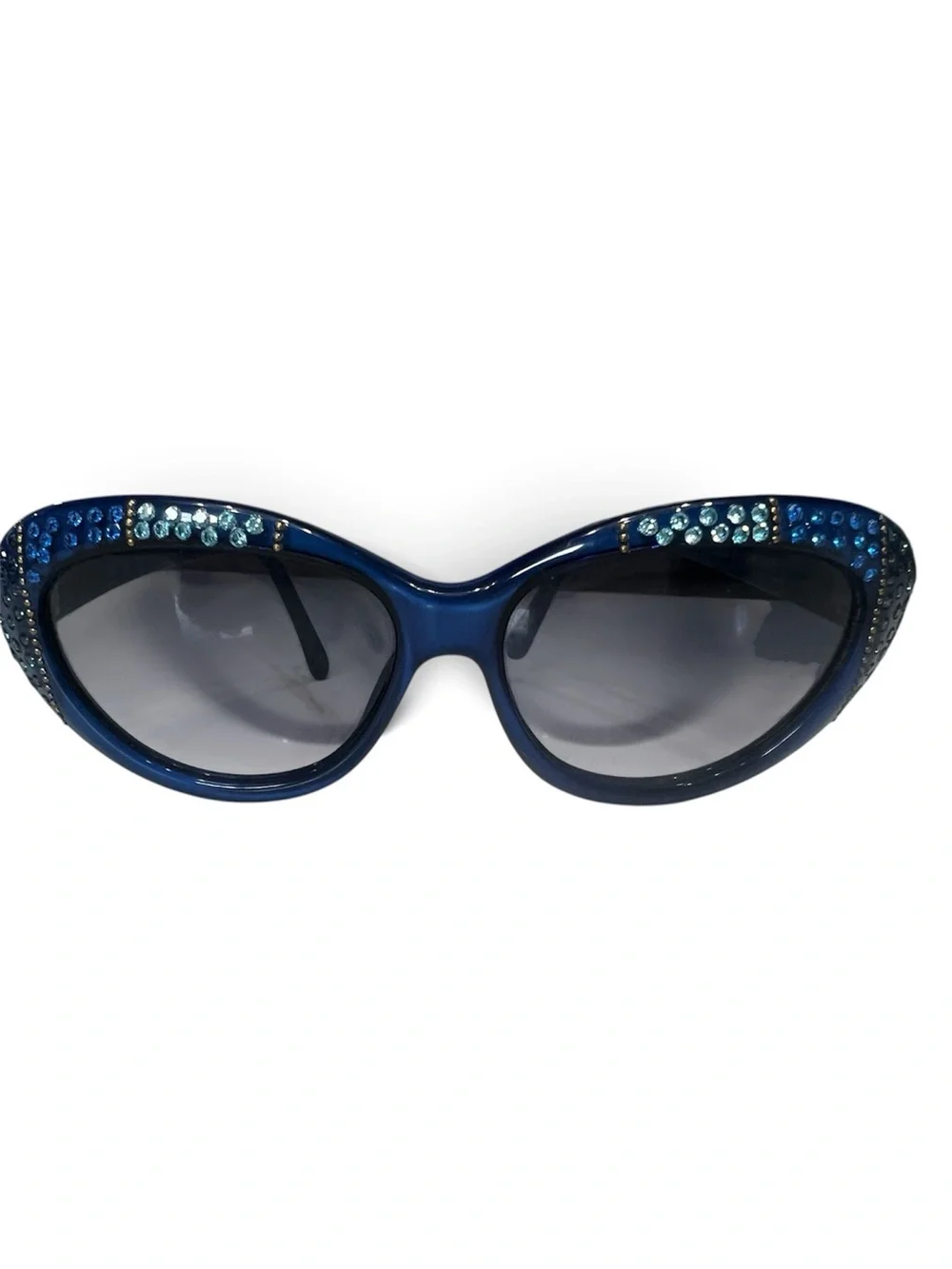 Vintage Emmanuelle Khan Sunglasses Made In Paris Blue Rhinestones Ek 120 /CS112